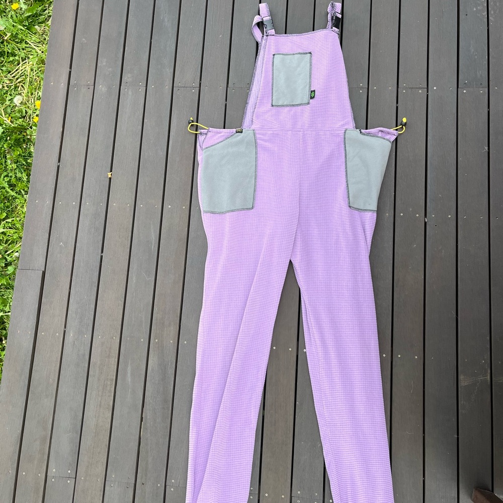 Melanzana Purple Overalls with Gray Accents